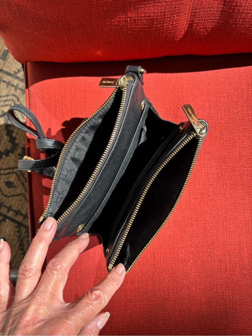 Michael Kors Black Leather Crossbody with Gold MK Emblem